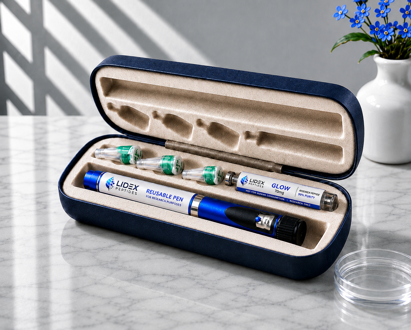 Reusable Pen GLOW 70mg GHK50-BPC10-TB10 Research Only